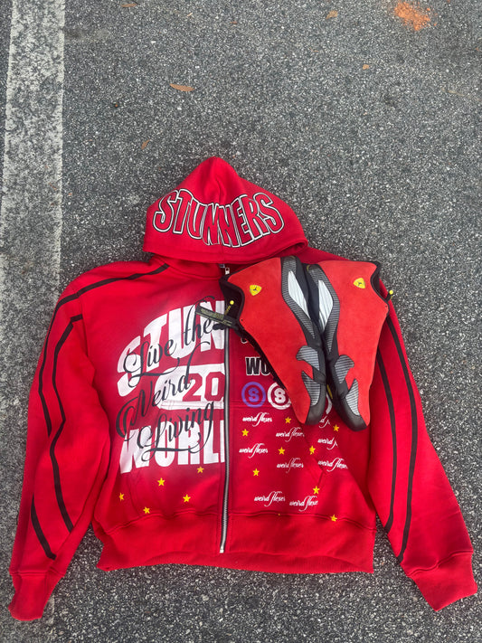 Red & Black Zip Up